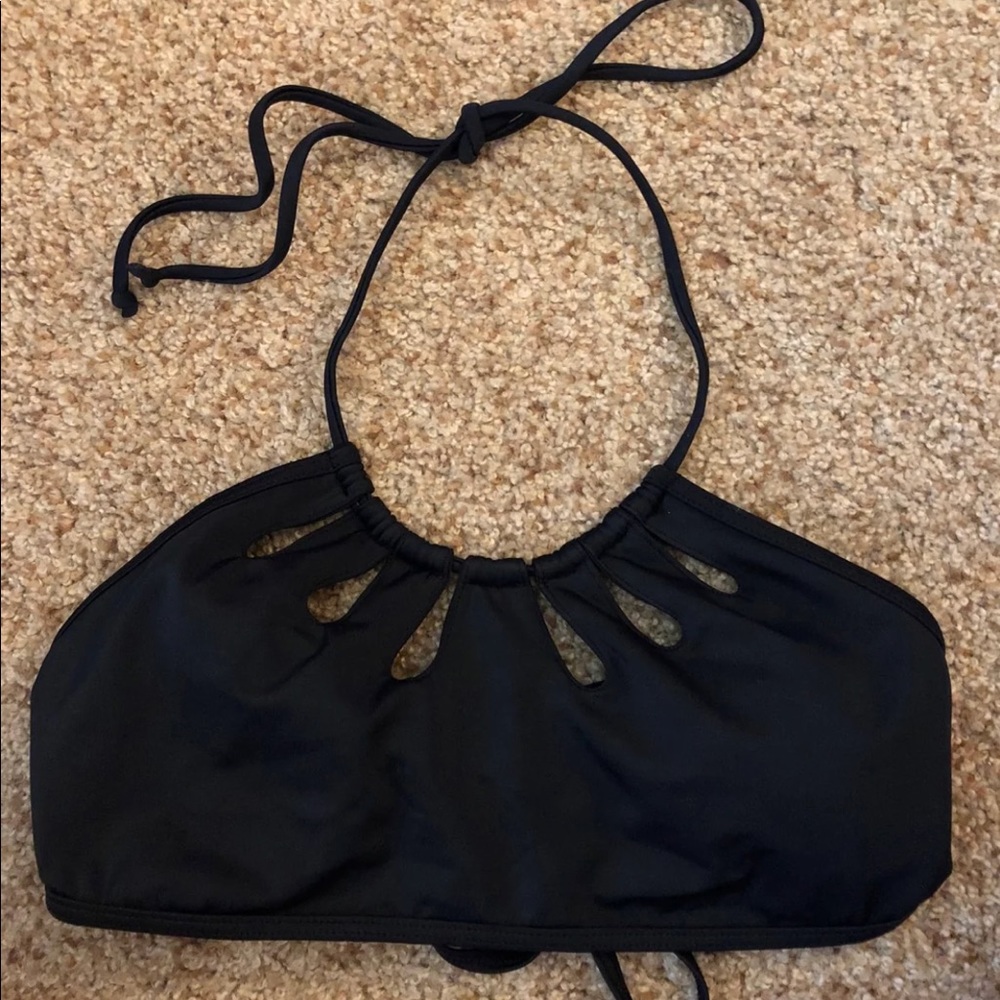 Black halter bikini top